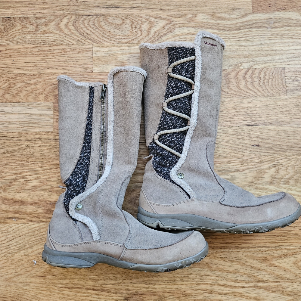 Salomon Women's Taupe and Black Winter Boots